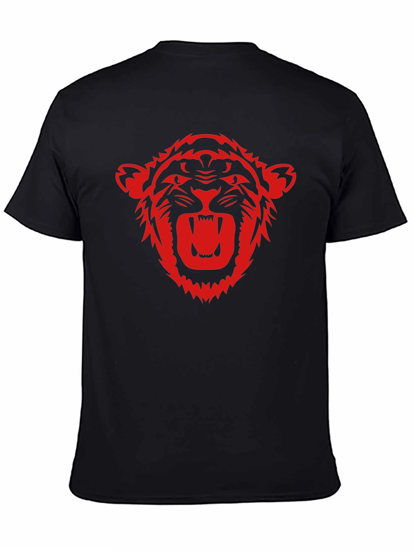 Black T-Shirt with Red Tiger Graphic