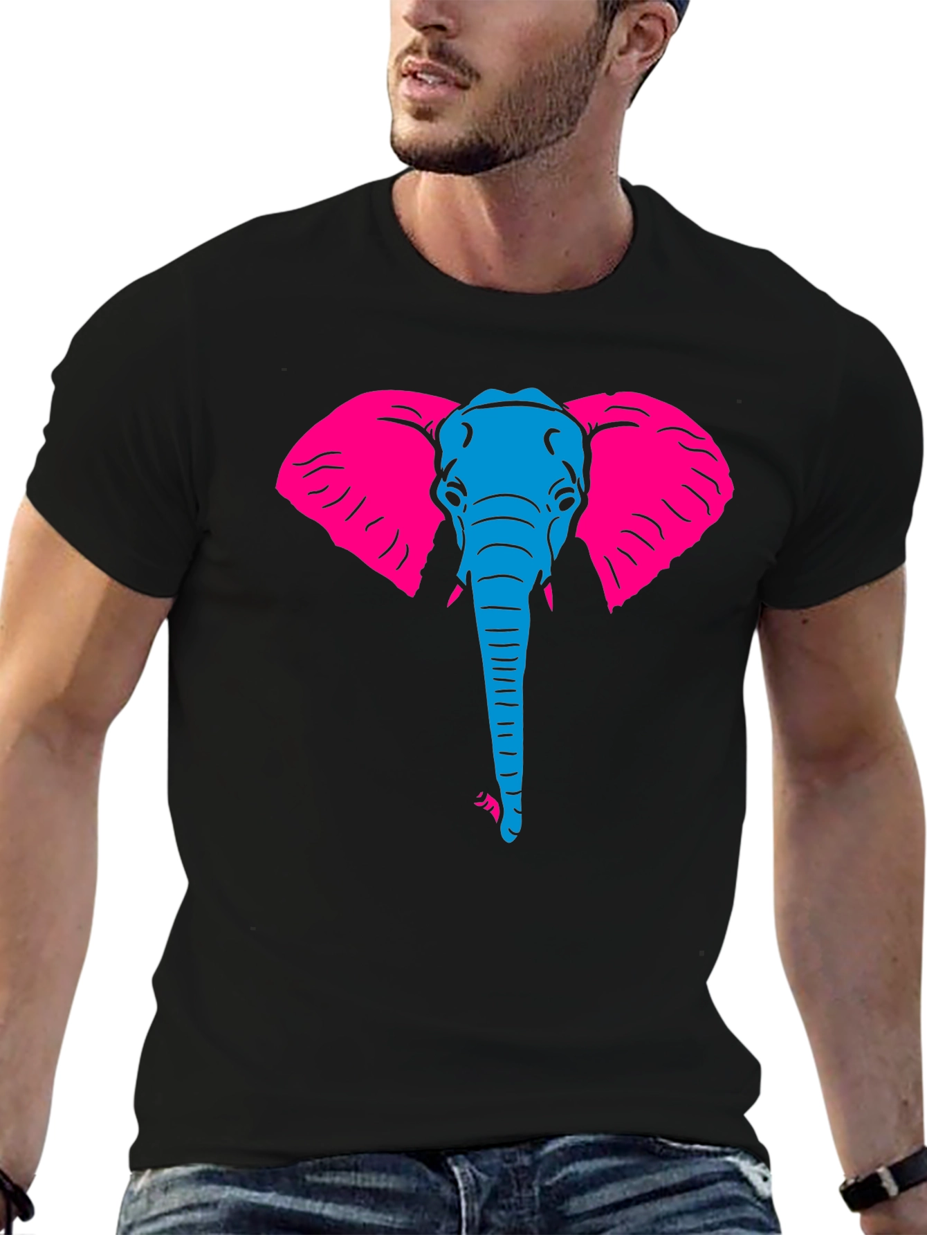 Cool Elephant Graphic Black T-Shirt
