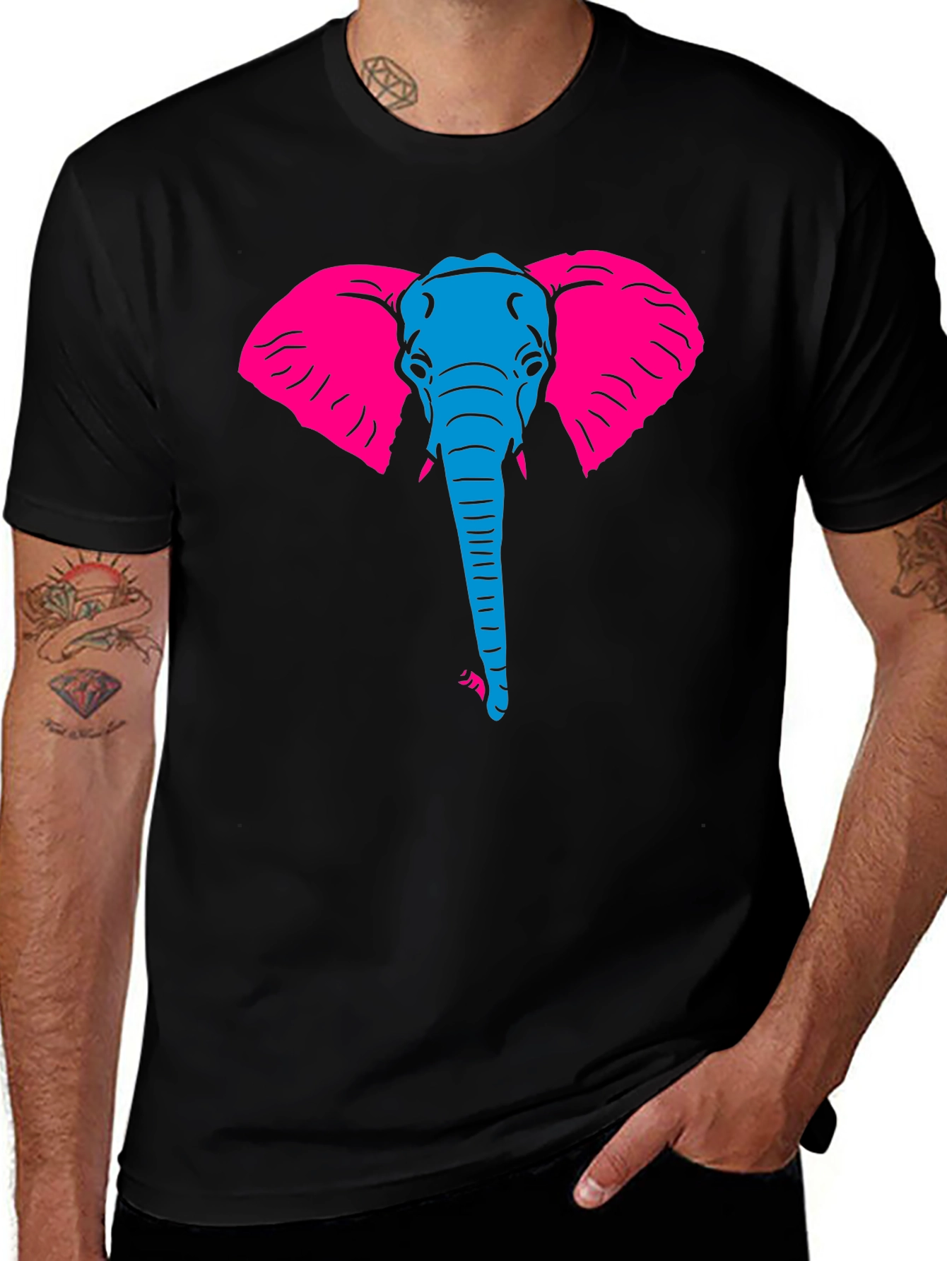 Cool Elephant Graphic Black T-Shirt