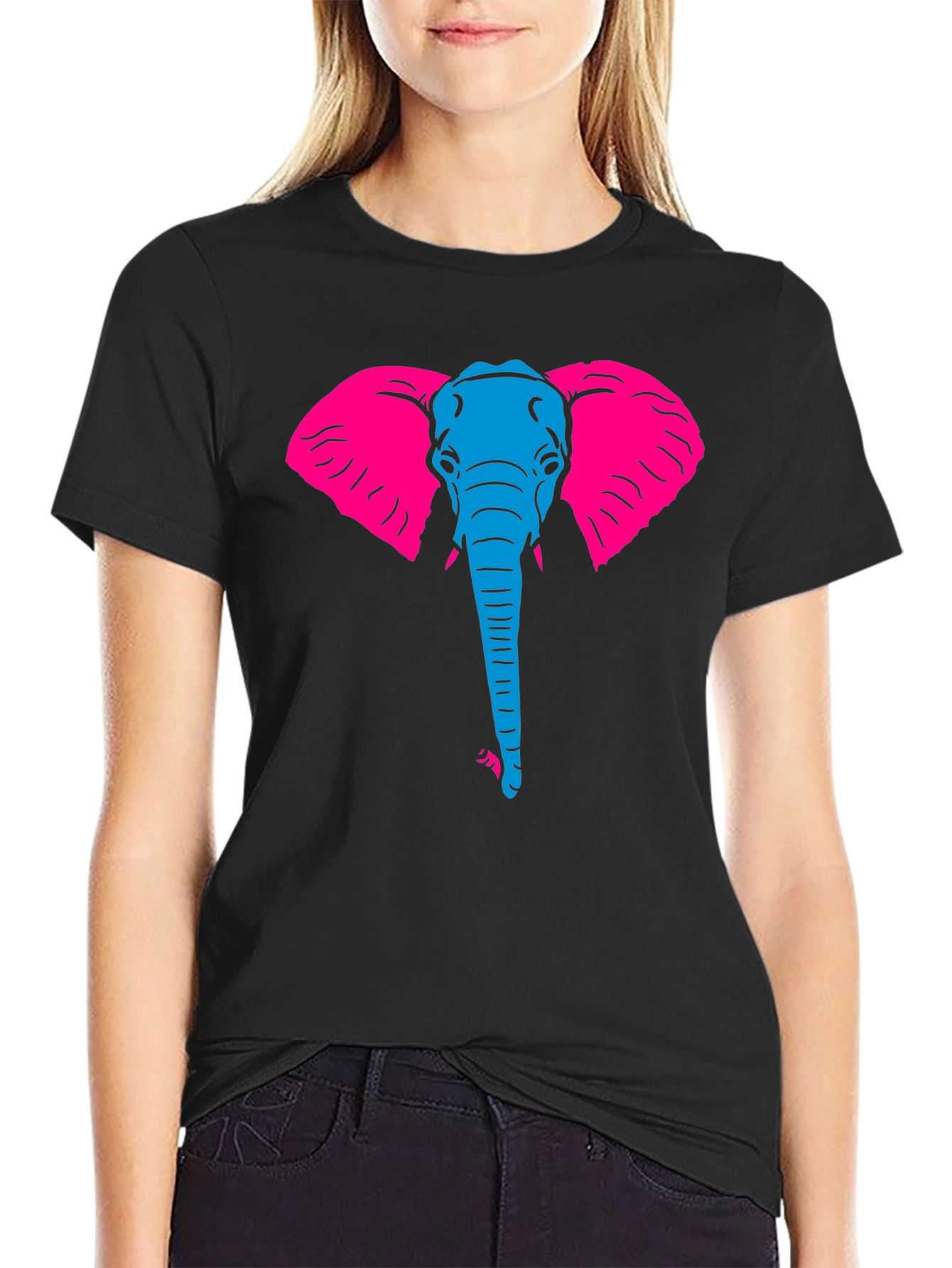 Cool Elephant Graphic Black T-Shirt