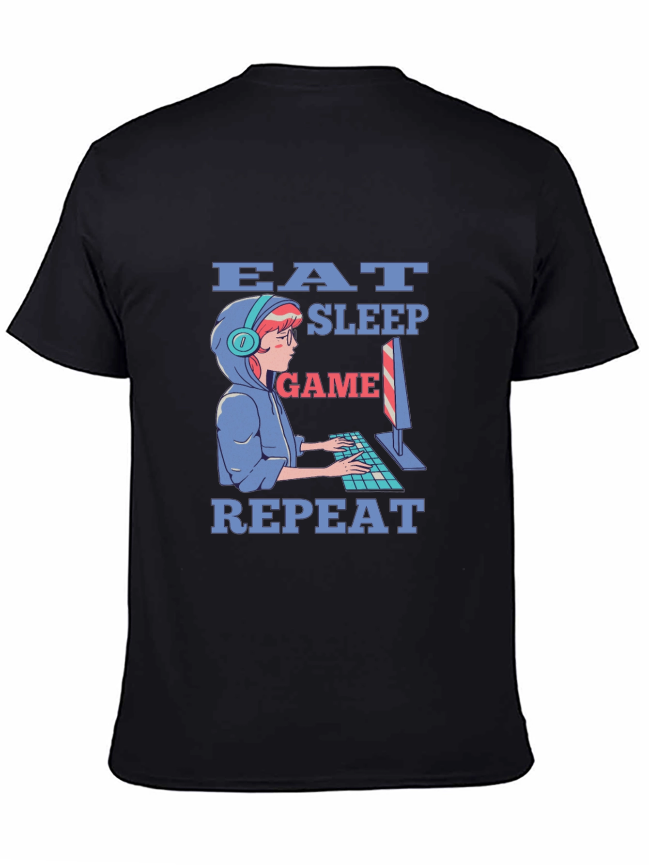 Eat Sleep Game Repeat Gamer T-Shirt - Black