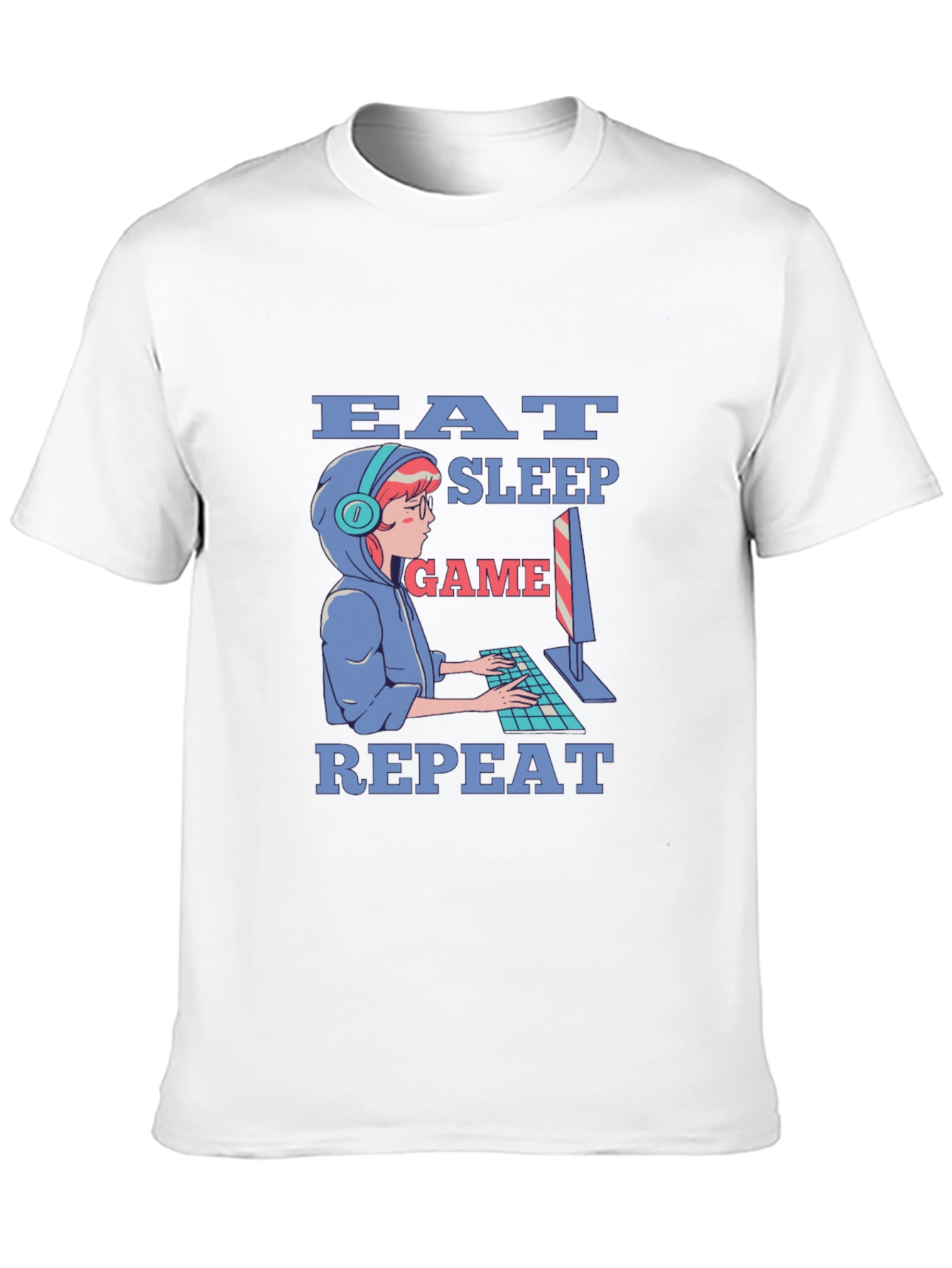 Eat Sleep Game Repeat Gamer T-Shirt - Black