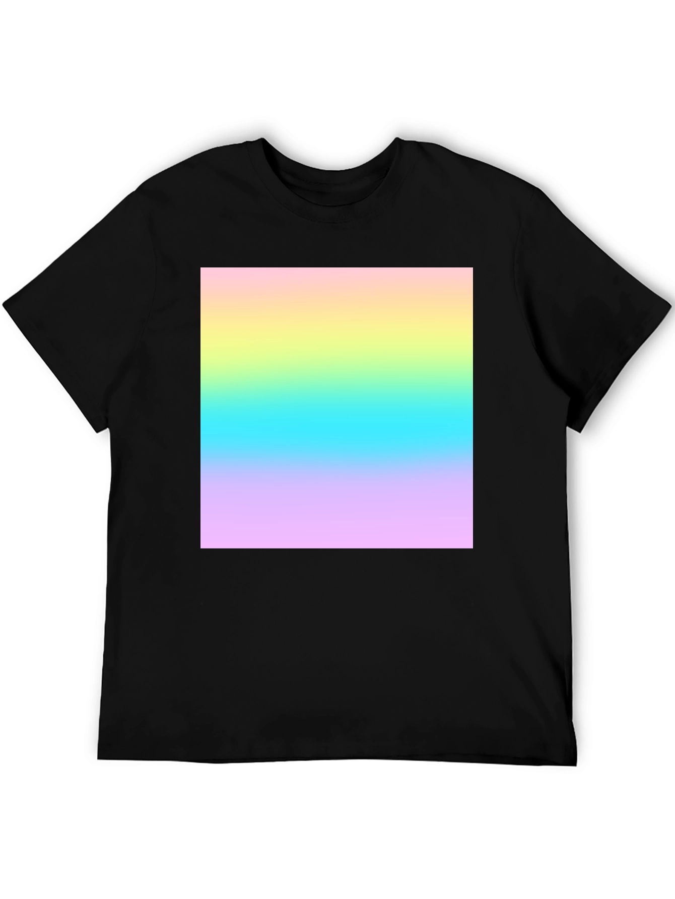 Gradient Square Print Black Crew Neck T-Shirt