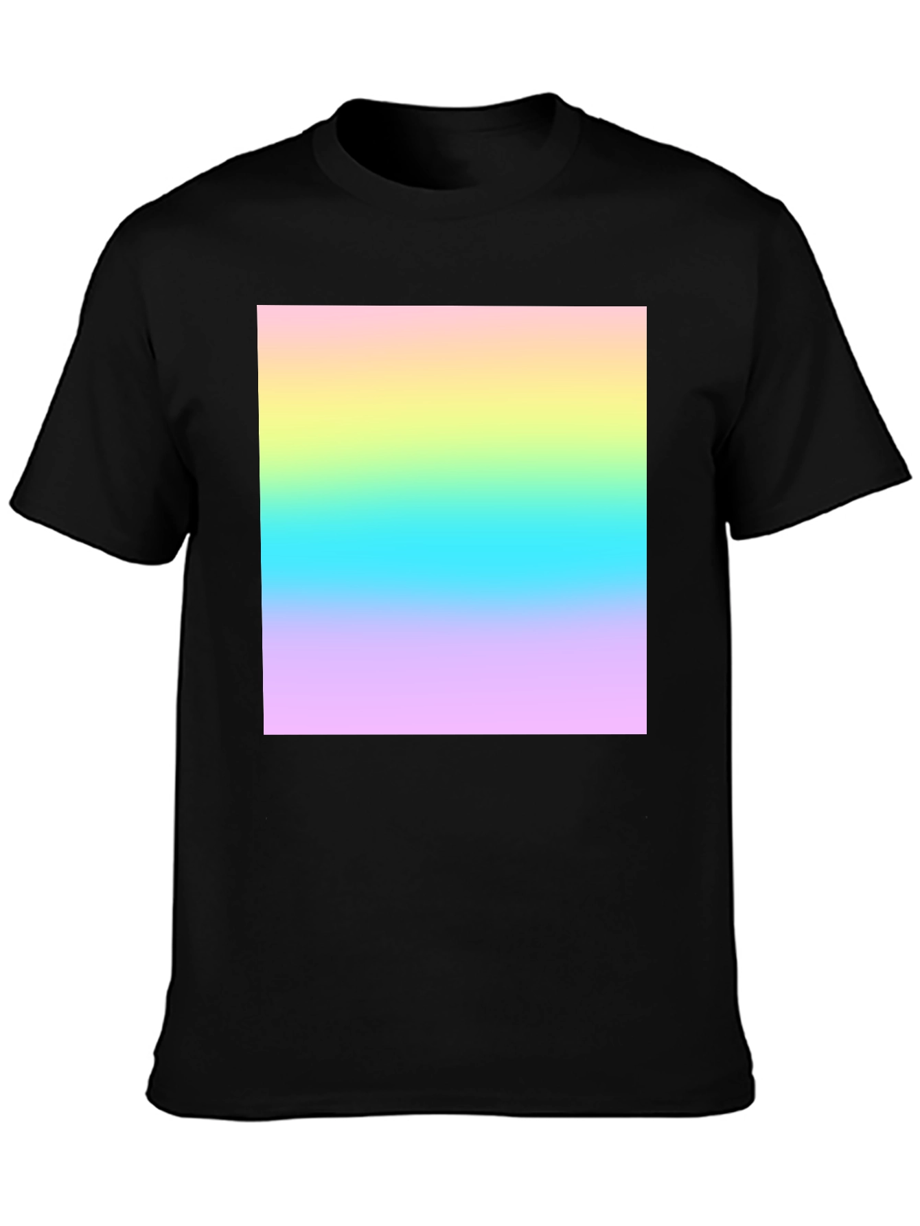 Gradient Square Print Black Crew Neck T-Shirt