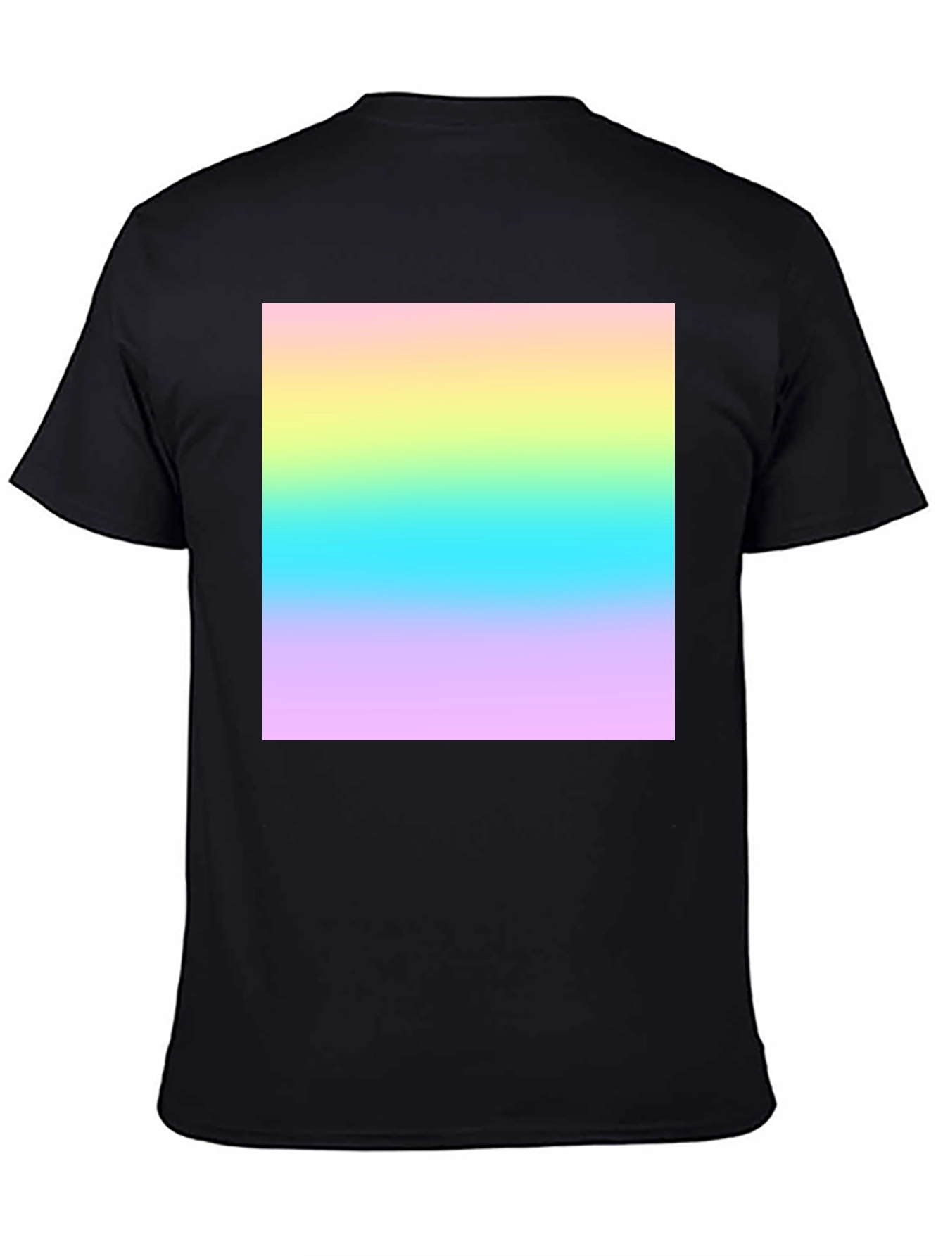 Gradient Square Print Black Crew Neck T-Shirt