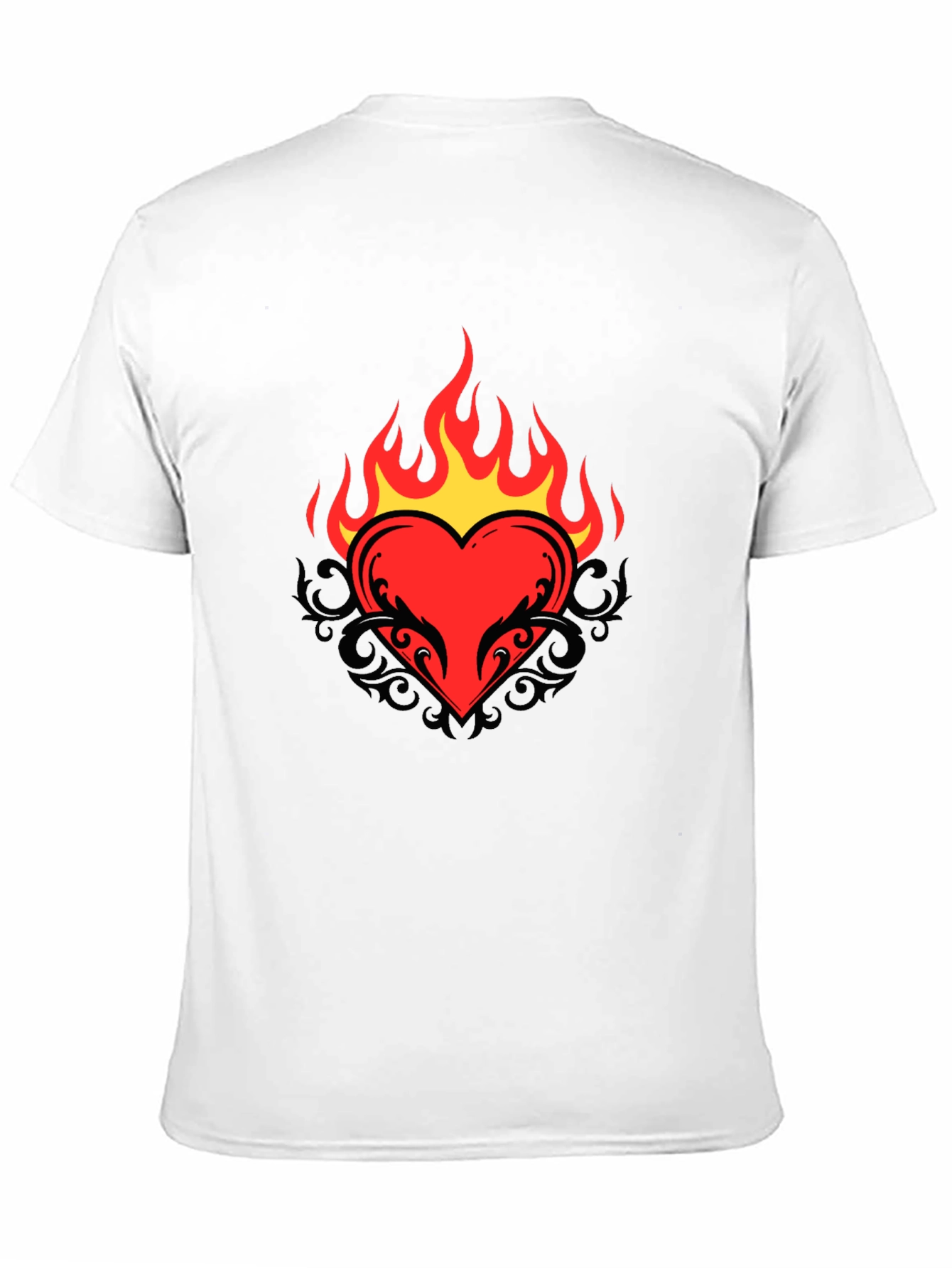 Flaming Heart Graphic Tee - Cool Black T-Shirt