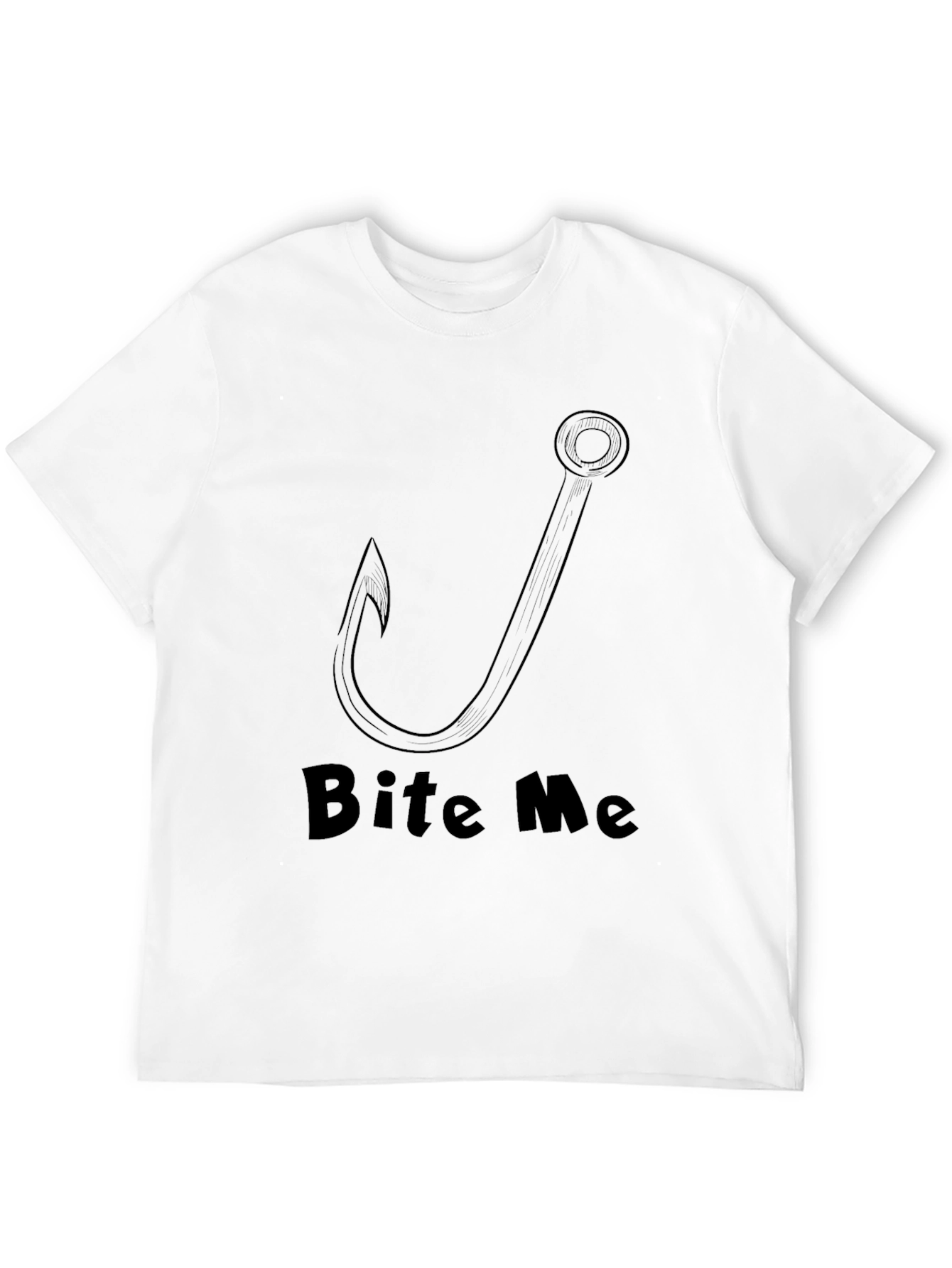 Bite Me Fishing Hook Graphic Tee - Black