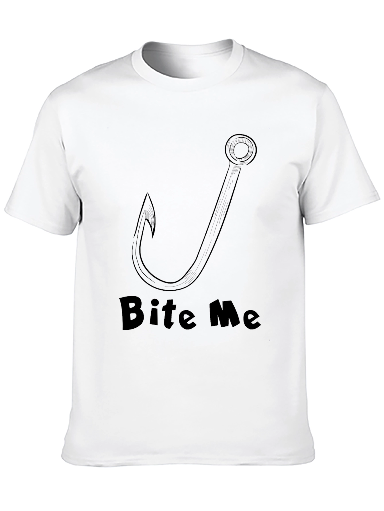 Bite Me Fishing Hook Graphic Tee - Black