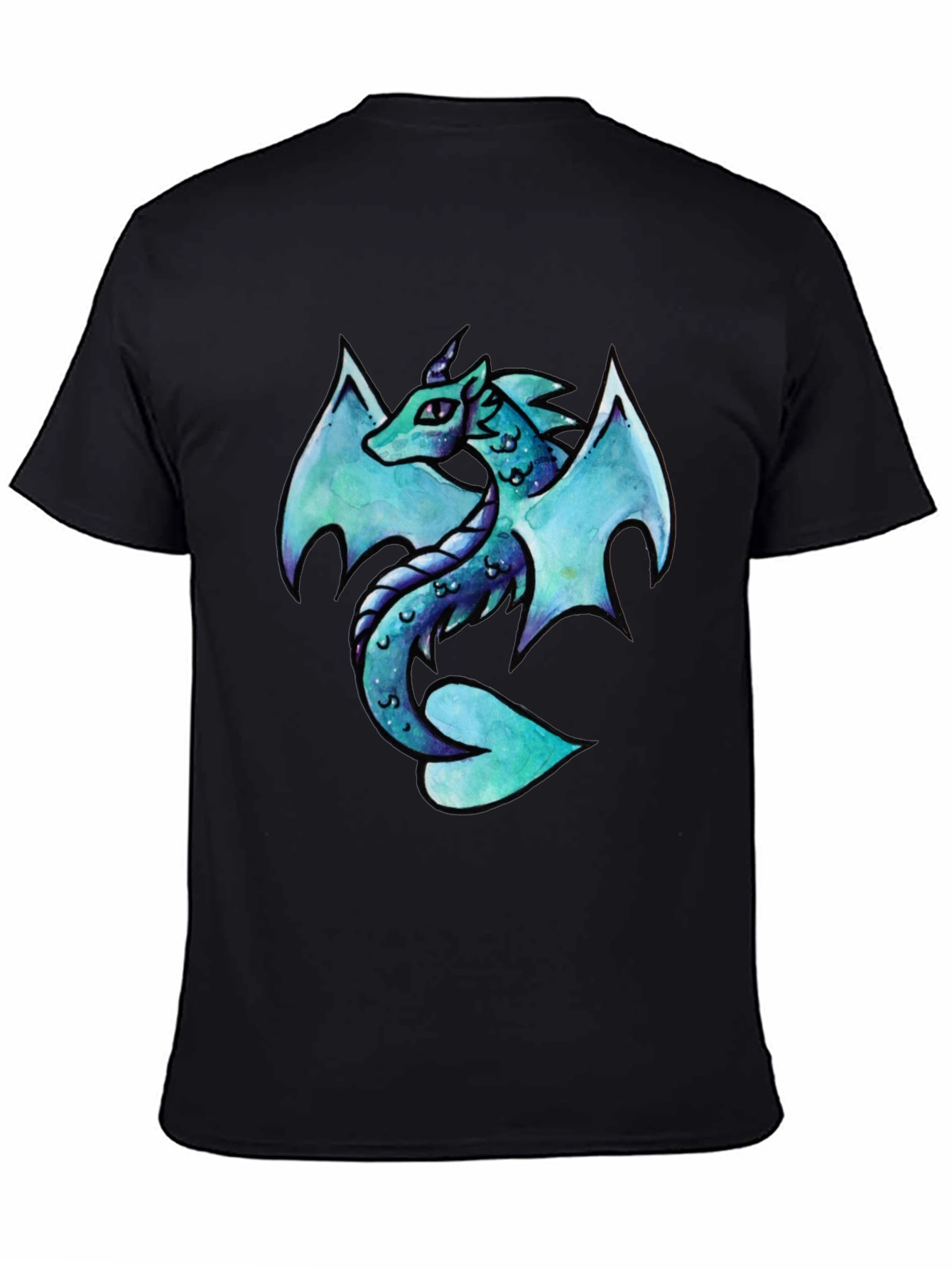 Dragon Graphic Tee - Aqua Mystical Dragon Design
