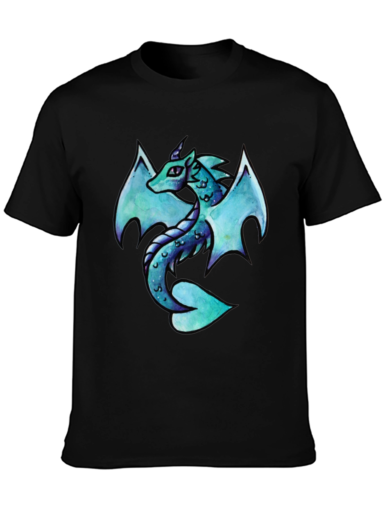 Dragon Graphic Tee - Aqua Mystical Dragon Design