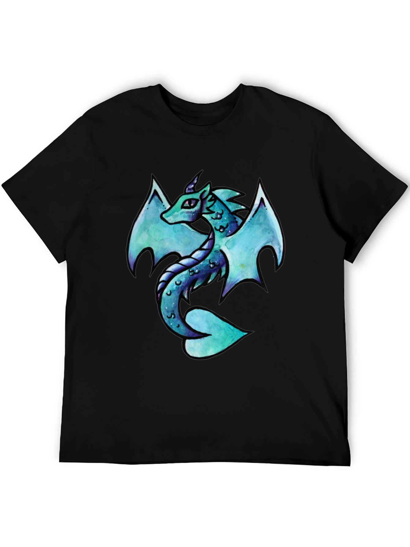 Dragon Graphic Tee - Aqua Mystical Dragon Design
