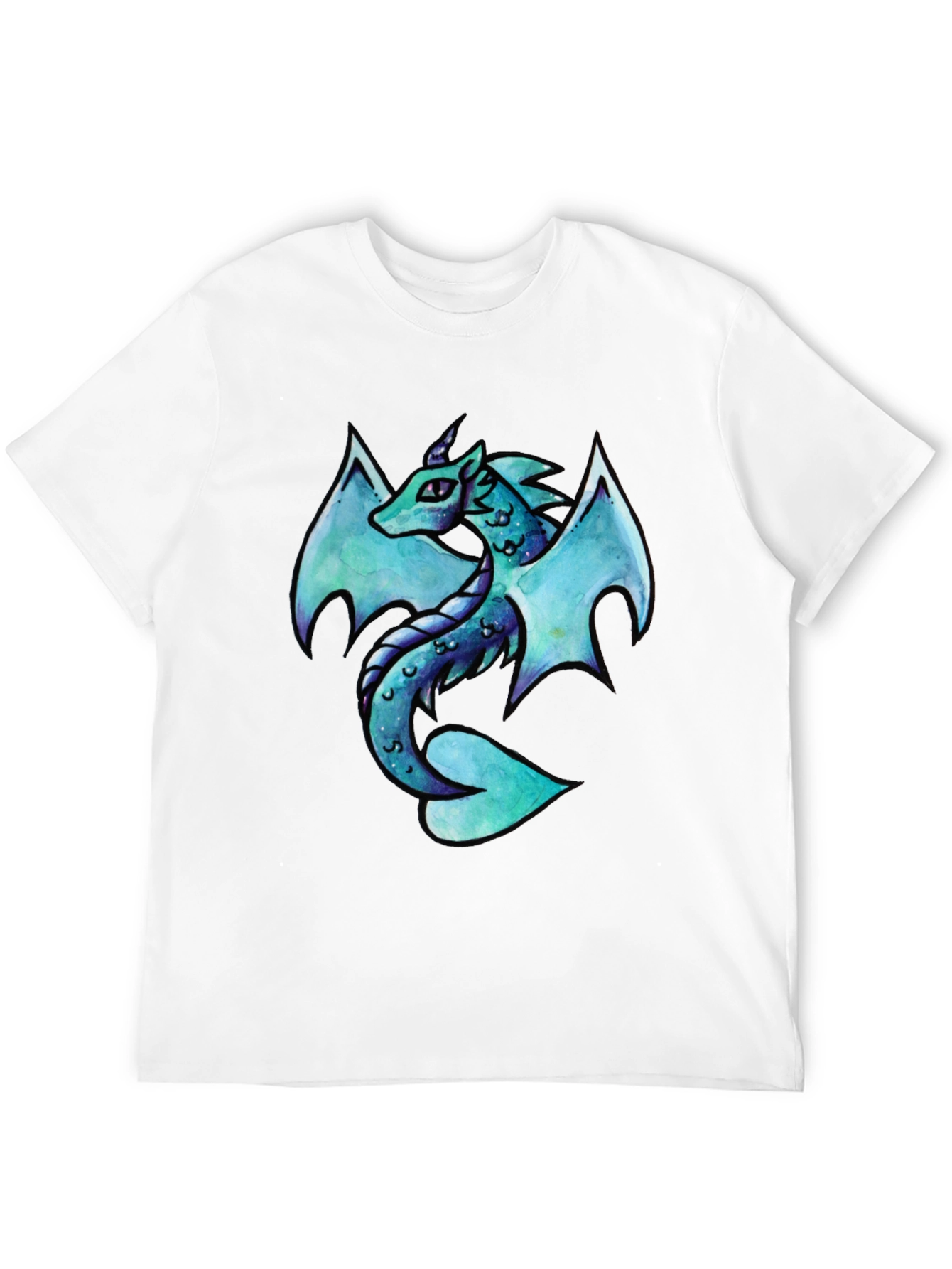 Dragon Graphic Tee - Aqua Mystical Dragon Design