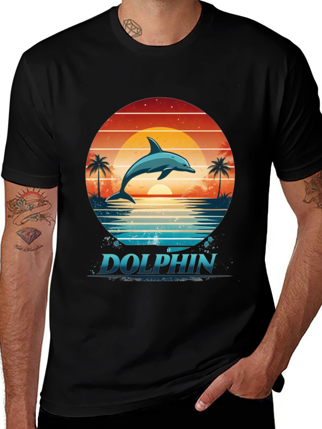 Dolphin Sunset Graphic Tee - Ocean Lovers T-Shirt