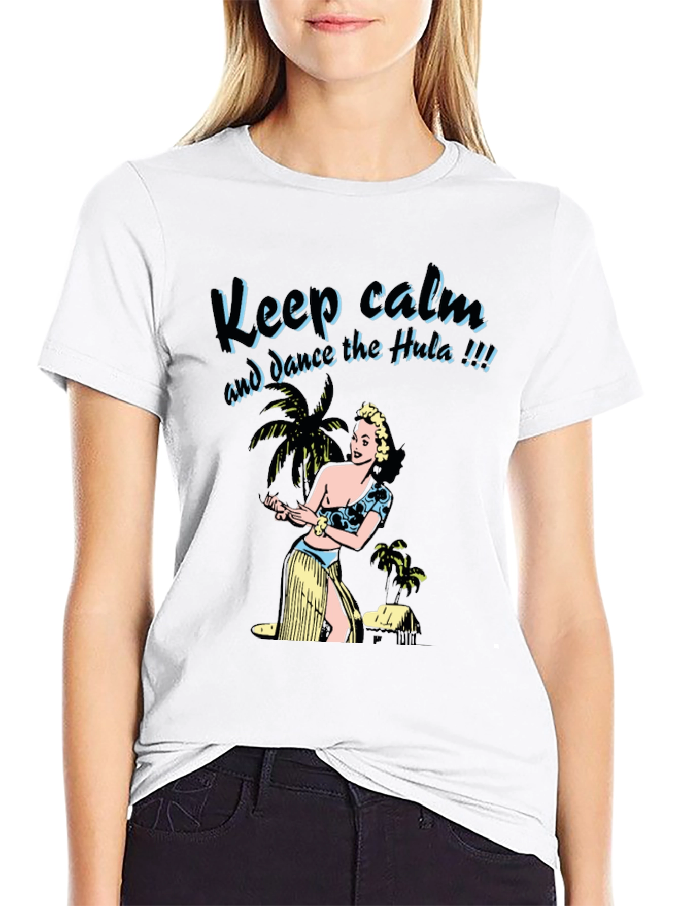 Keep Calm Dance the Hula Black Graphic Tee