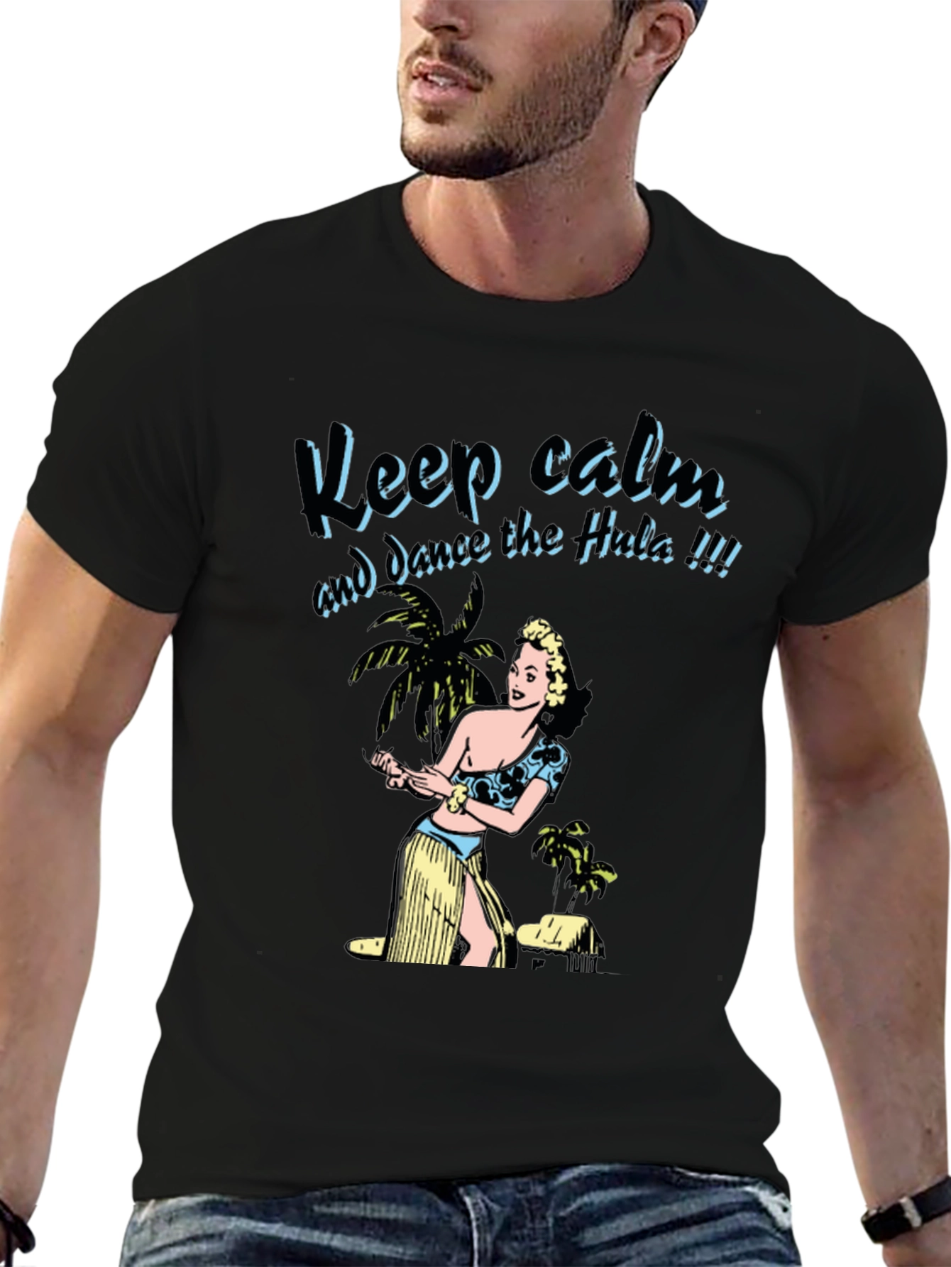 Keep Calm Dance the Hula Black Graphic Tee