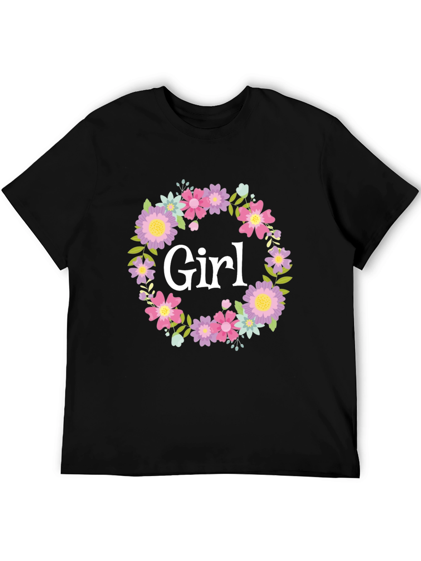 Girl Floral Wreath Graphic T-Shirt