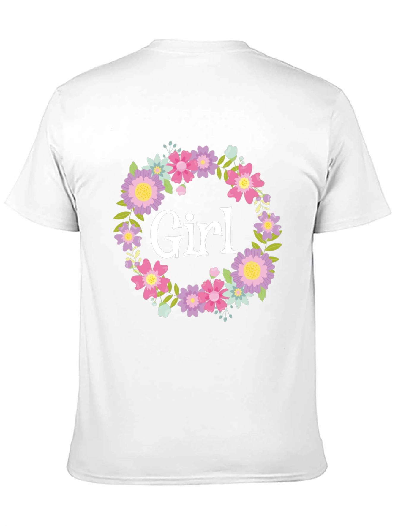Girl Floral Wreath Graphic T-Shirt
