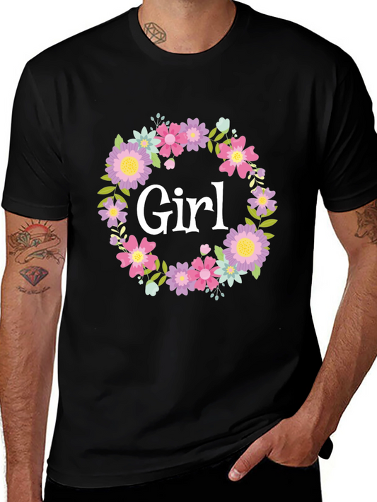 Girl Floral Wreath Graphic T-Shirt