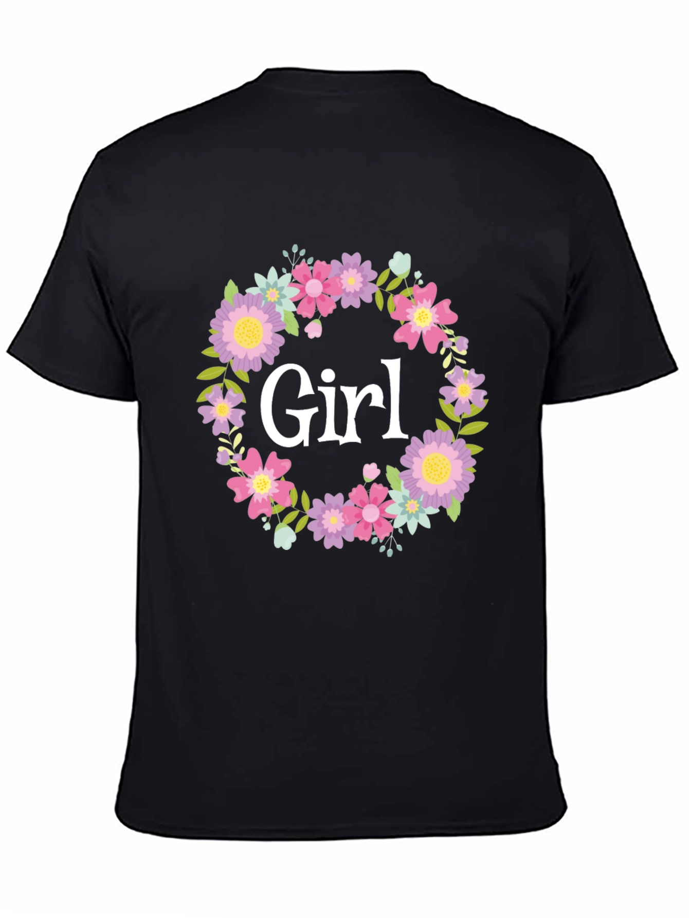 Girl Floral Wreath Graphic T-Shirt