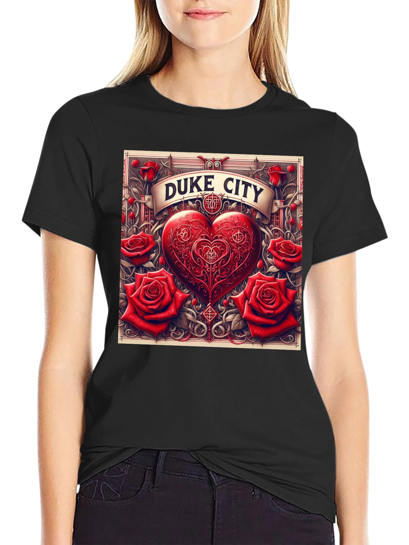 Duke City Heart & Roses Graphic Tee