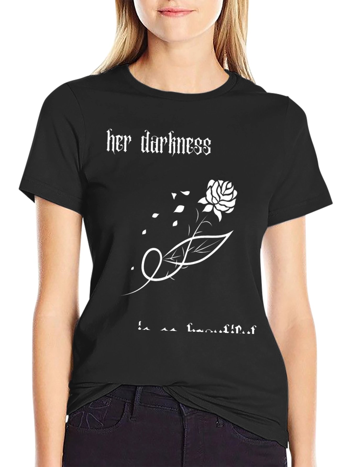 Her Darkness is Beautiful Rose Graphic T-Shirt