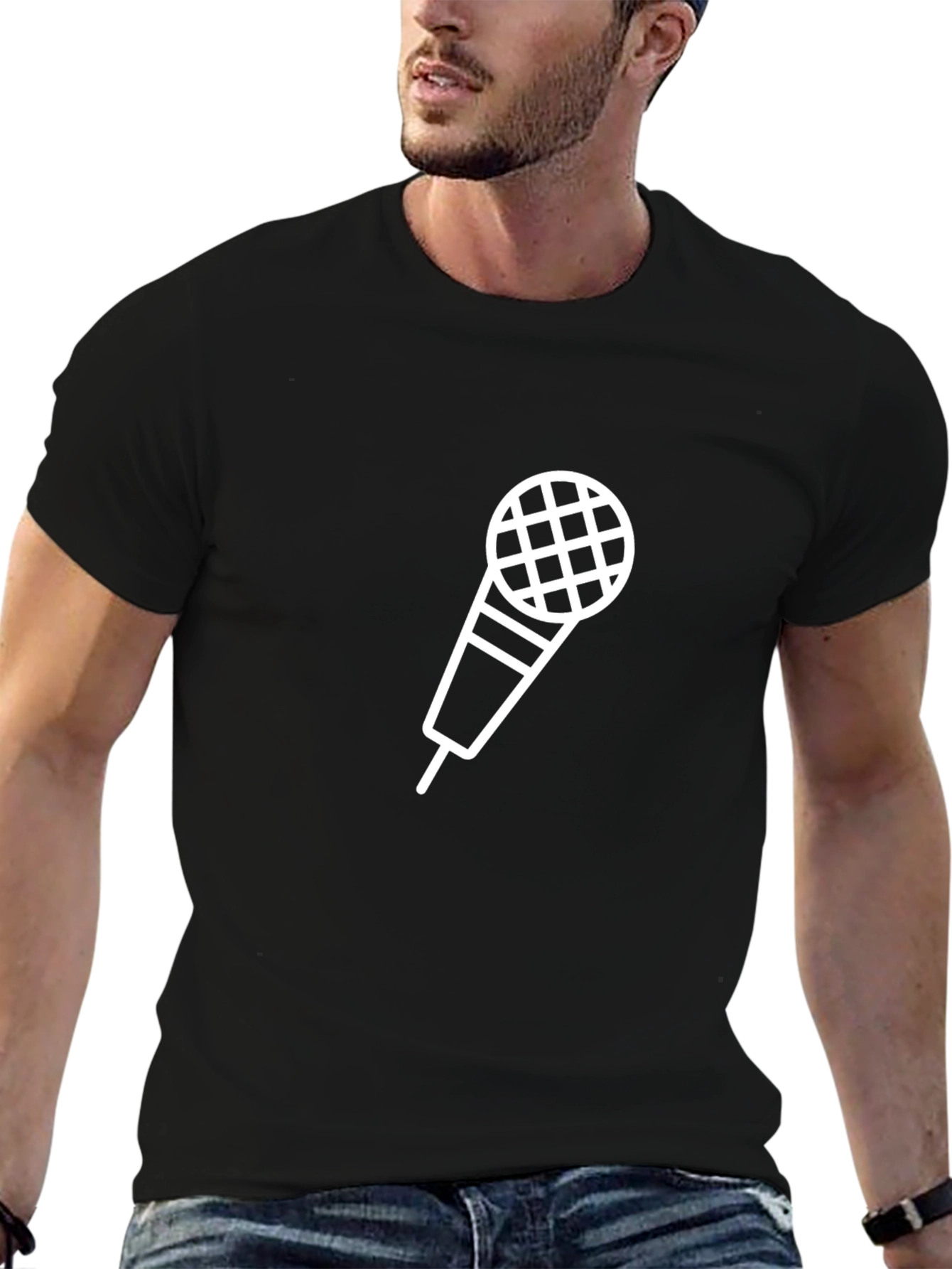 Microphone Graphic T-Shirt - Black