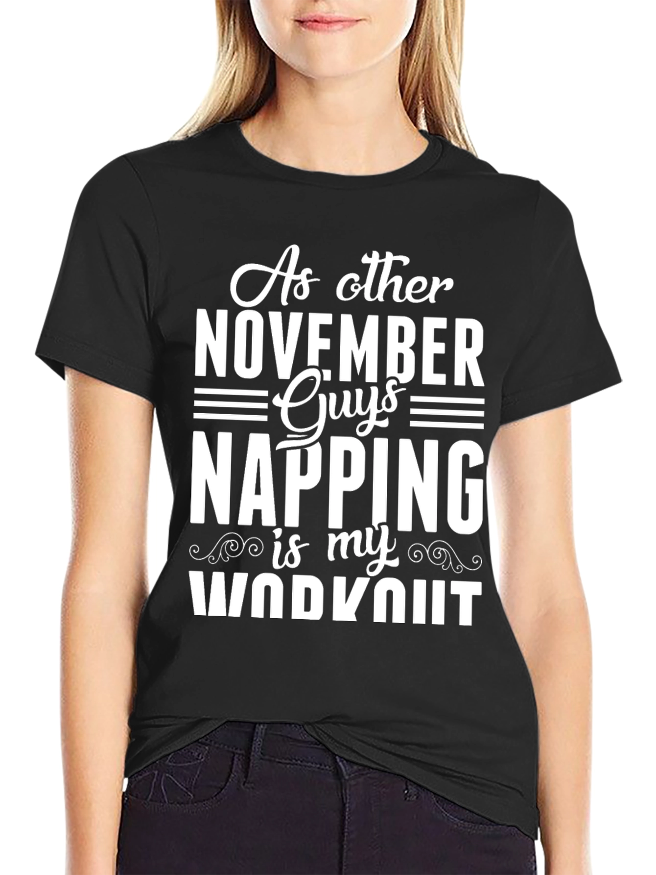 Funny November Guys Napping Workout Tee