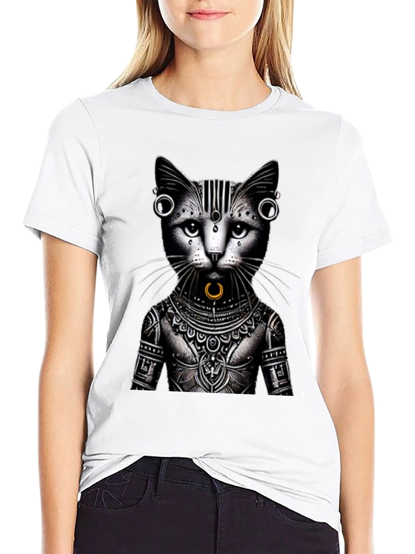 Tattooed Cat Graphic T-Shirt - Unique Design