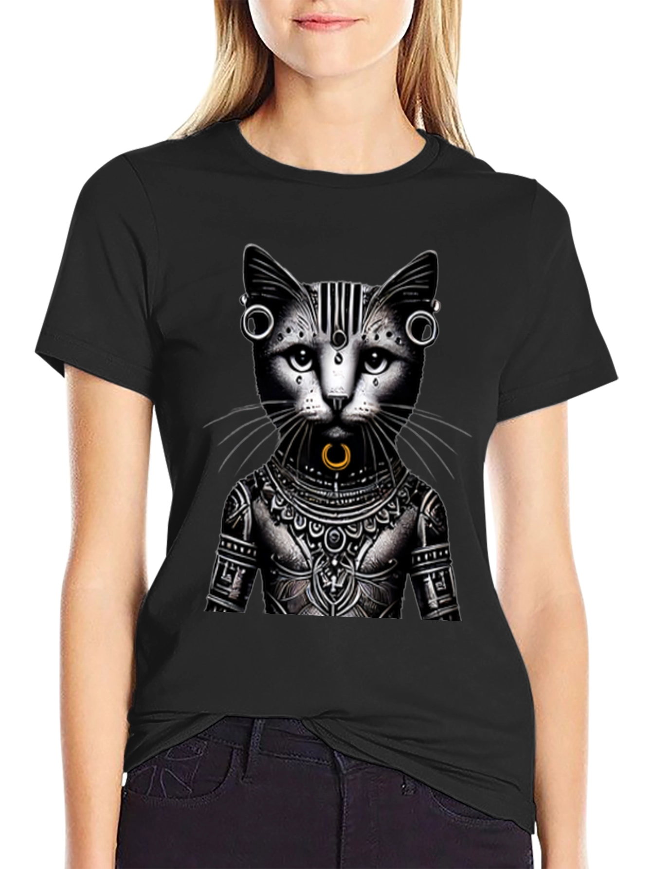 Tattooed Cat Graphic T-Shirt - Unique Design