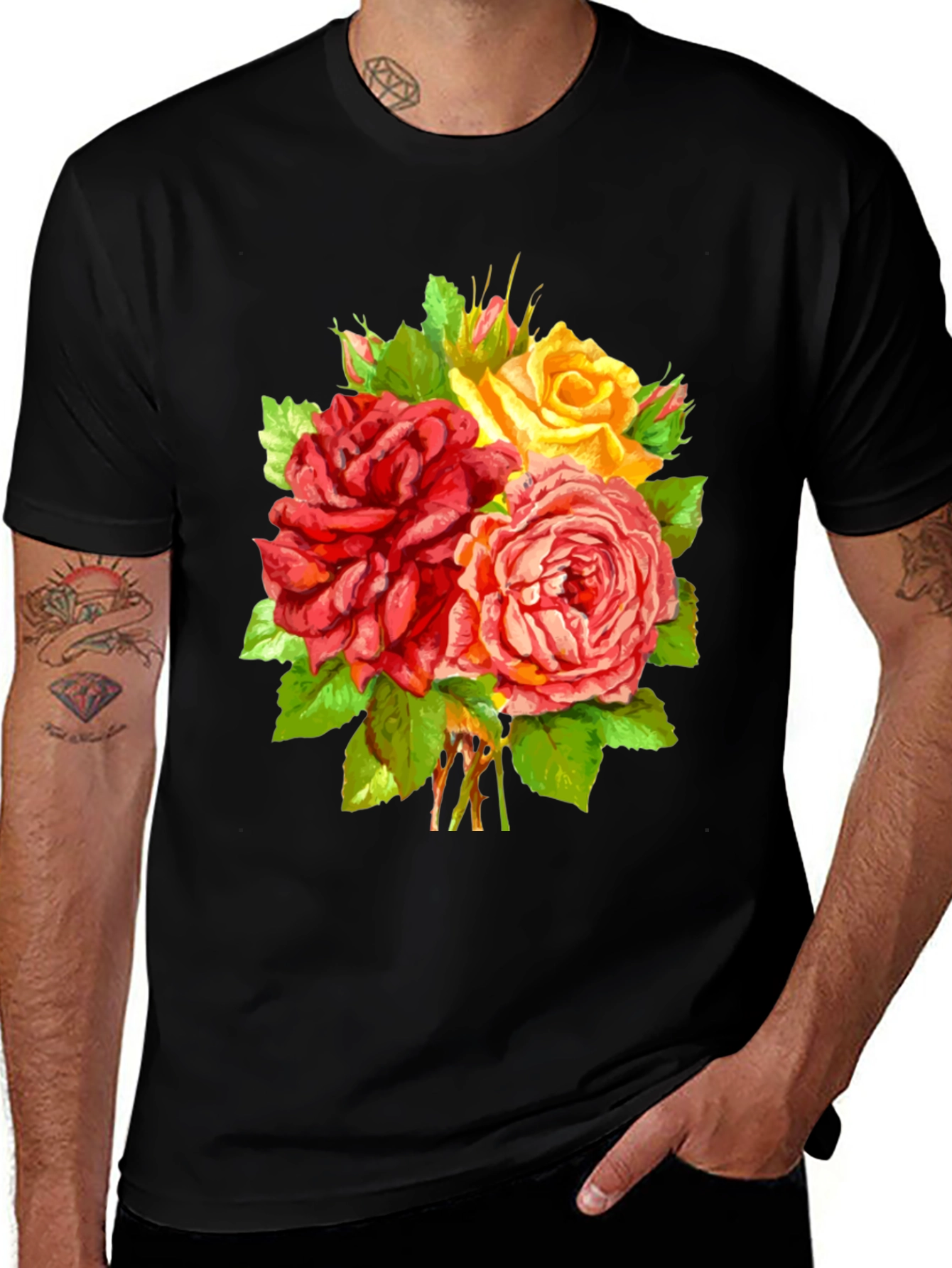 Floral Roses T-Shirt - Stylish Graphic Tee