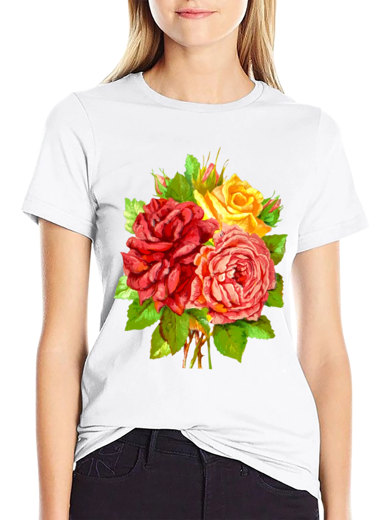 Floral Roses T-Shirt - Stylish Graphic Tee