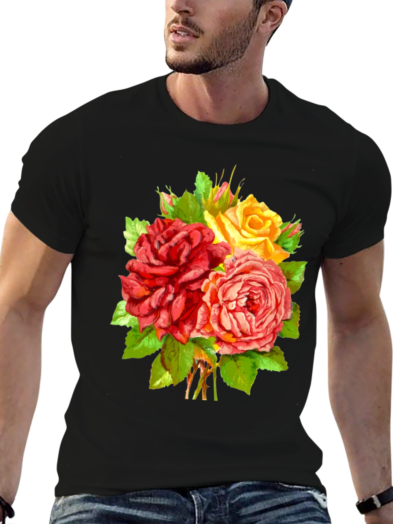 Floral Roses T-Shirt - Stylish Graphic Tee