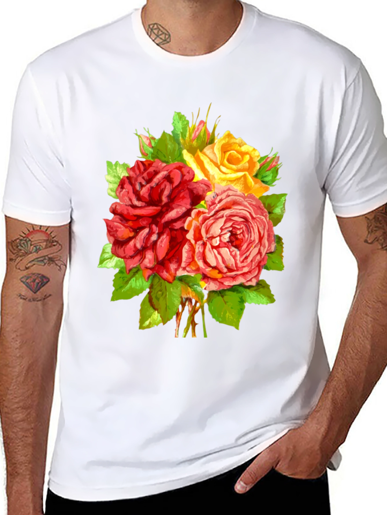 Floral Roses T-Shirt - Stylish Graphic Tee