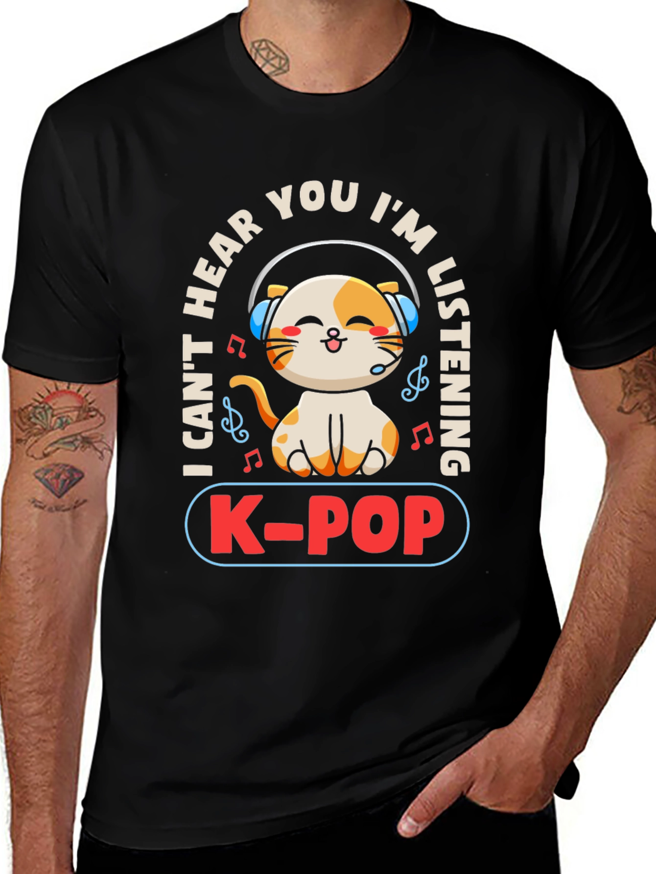 K-POP Cat Lover T-Shirt - I Cant Hear You