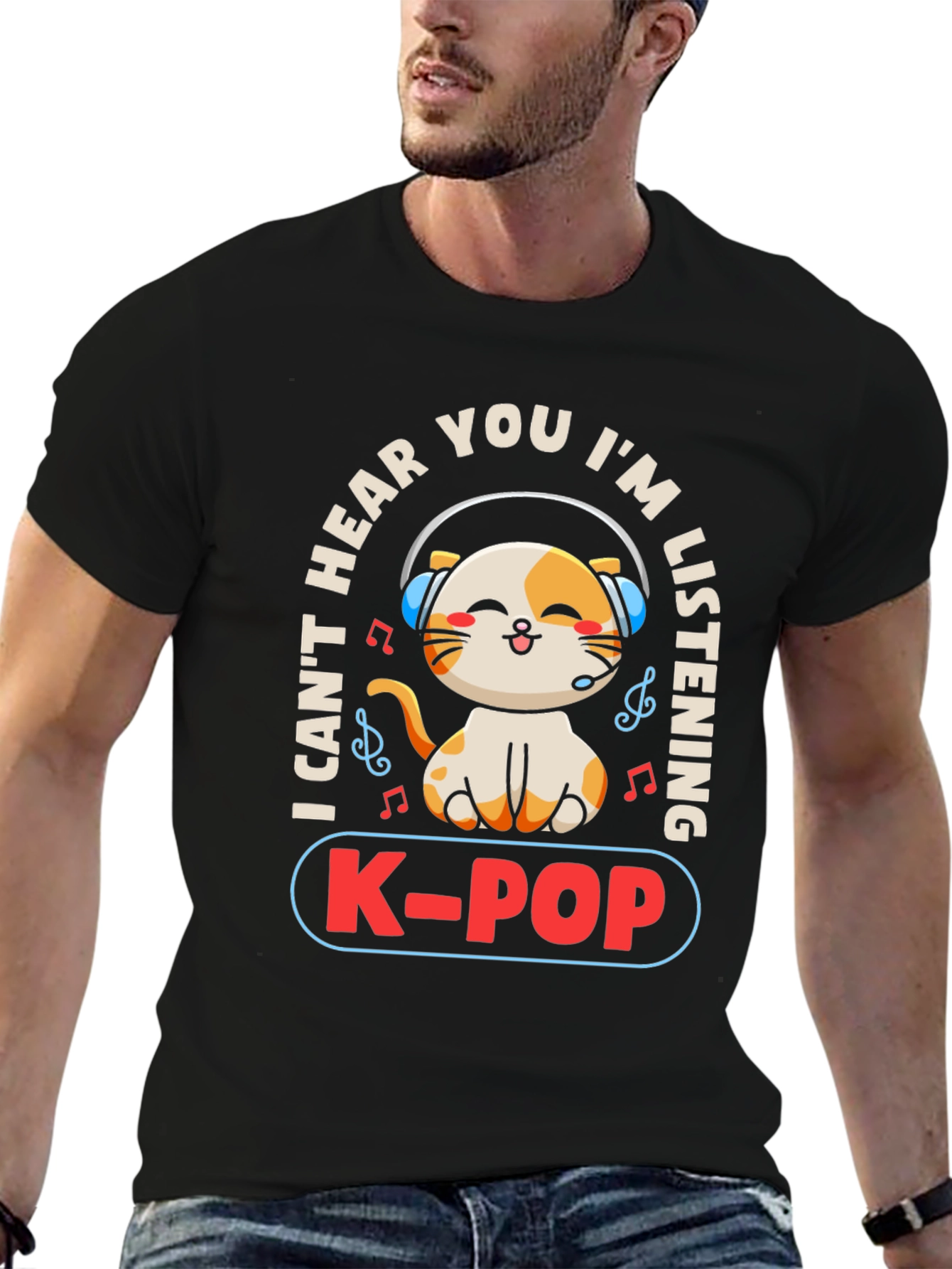 K-POP Cat Lover T-Shirt - I Cant Hear You