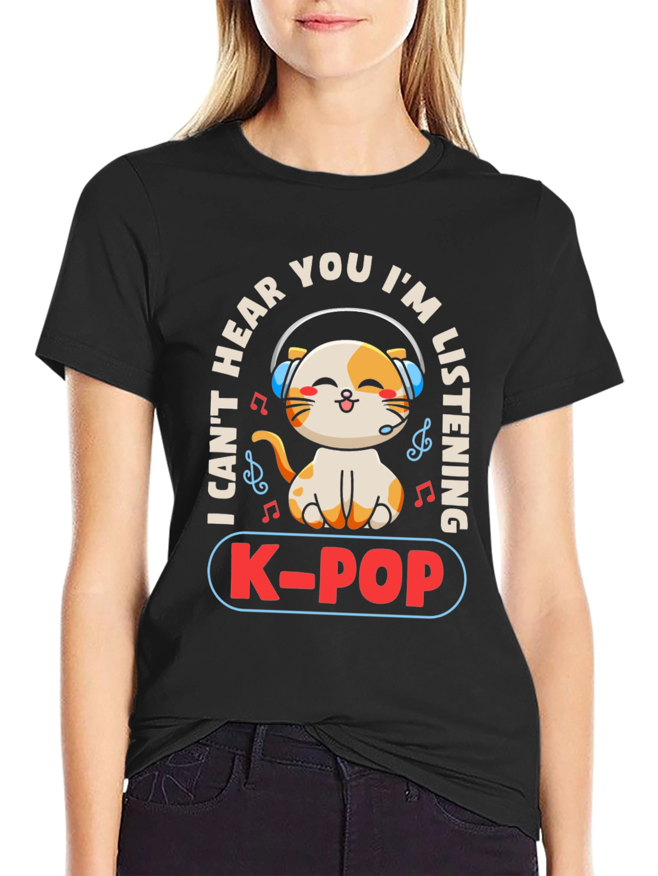 K-POP Cat Lover T-Shirt - I Cant Hear You