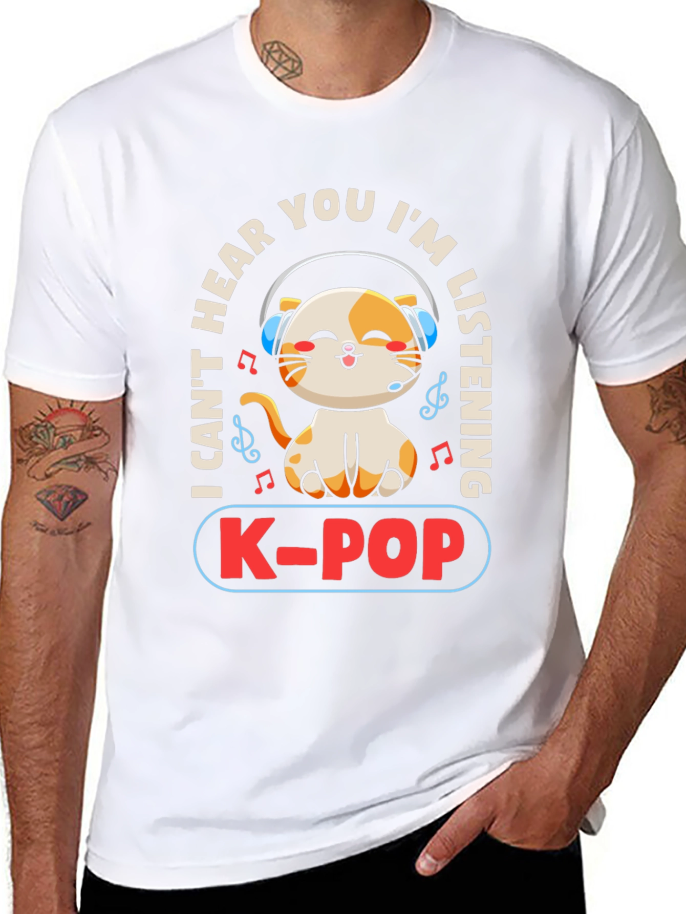 K-POP Cat Lover T-Shirt - I Cant Hear You