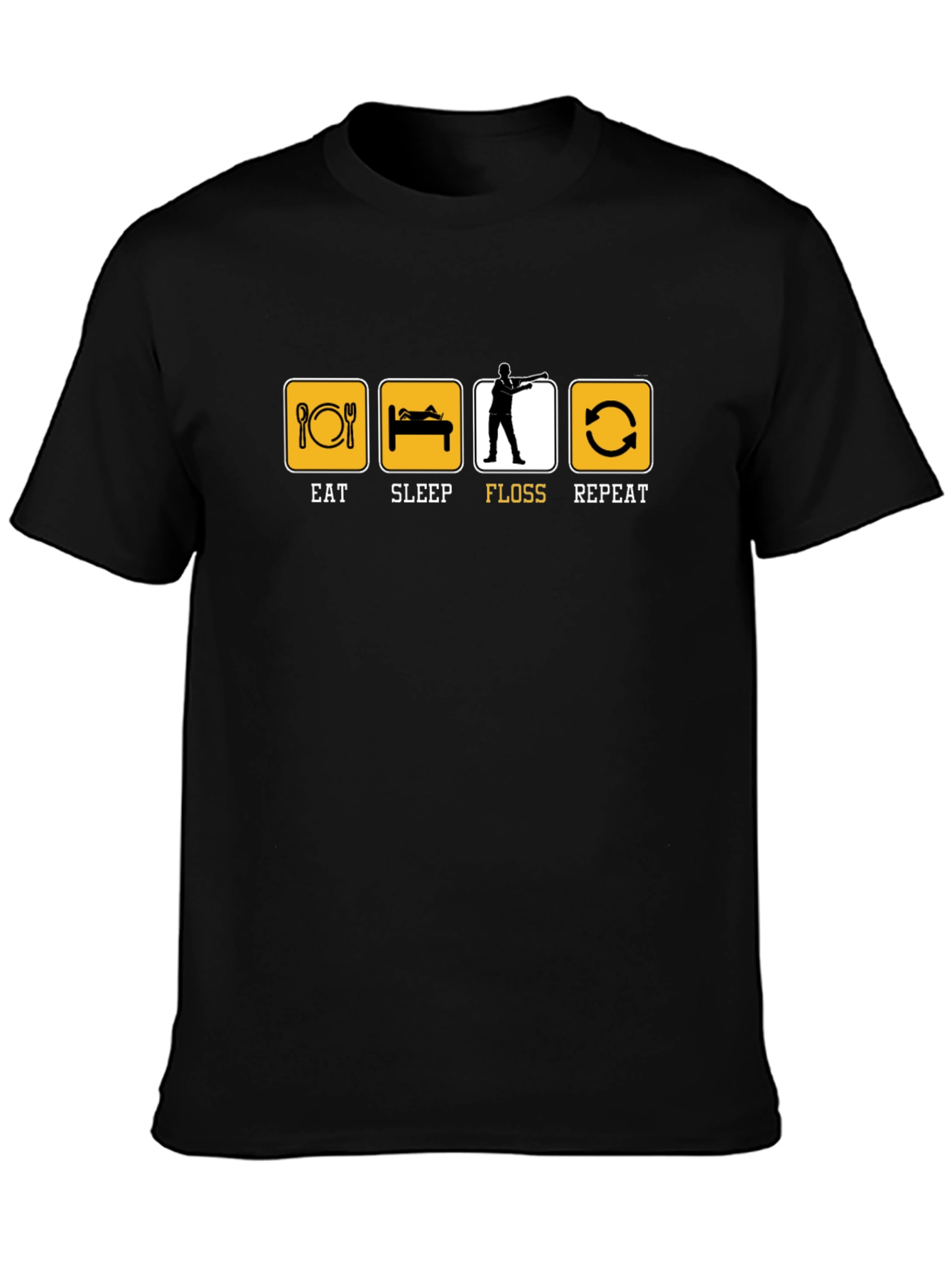 Eat Sleep Floss Repeat T-Shirt - Black Cotton Tee