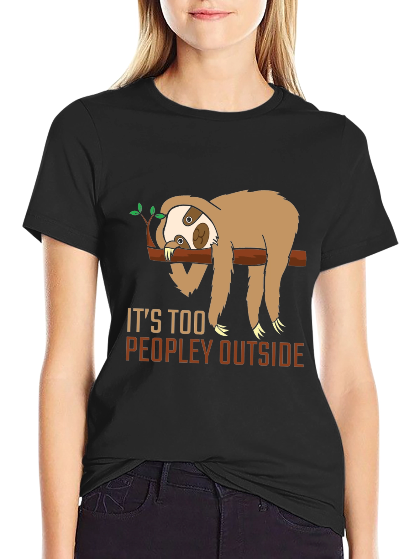 Funny Sloth Too Peopley Graphic T-Shirt