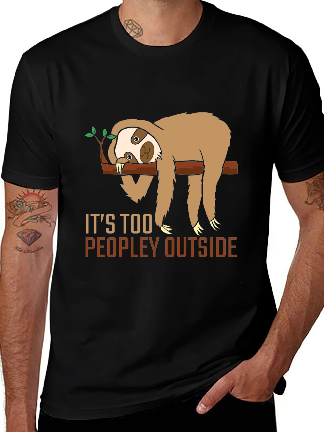 Funny Sloth Too Peopley Graphic T-Shirt