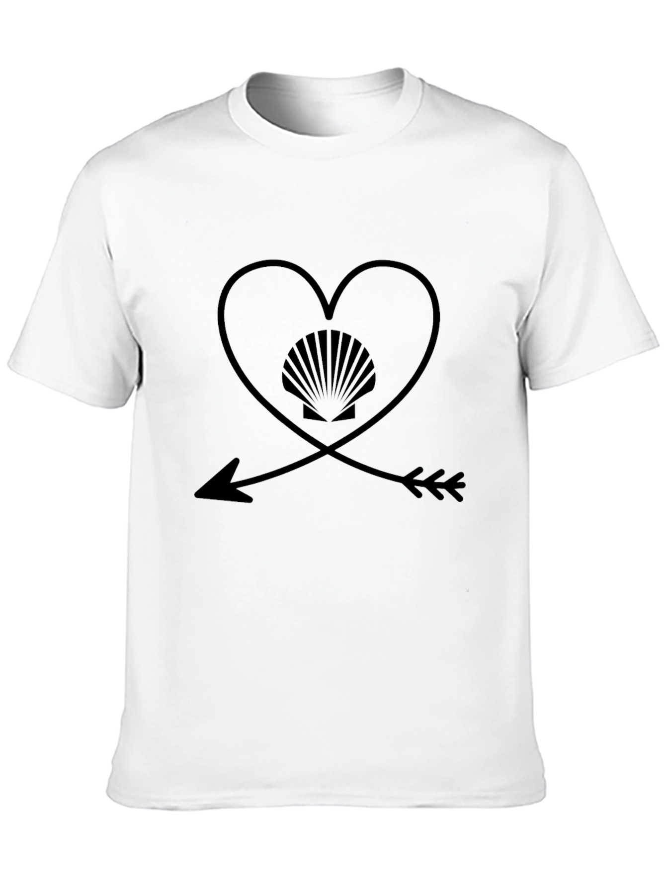 Heart & Arrow Seashell Graphic Tee - Black