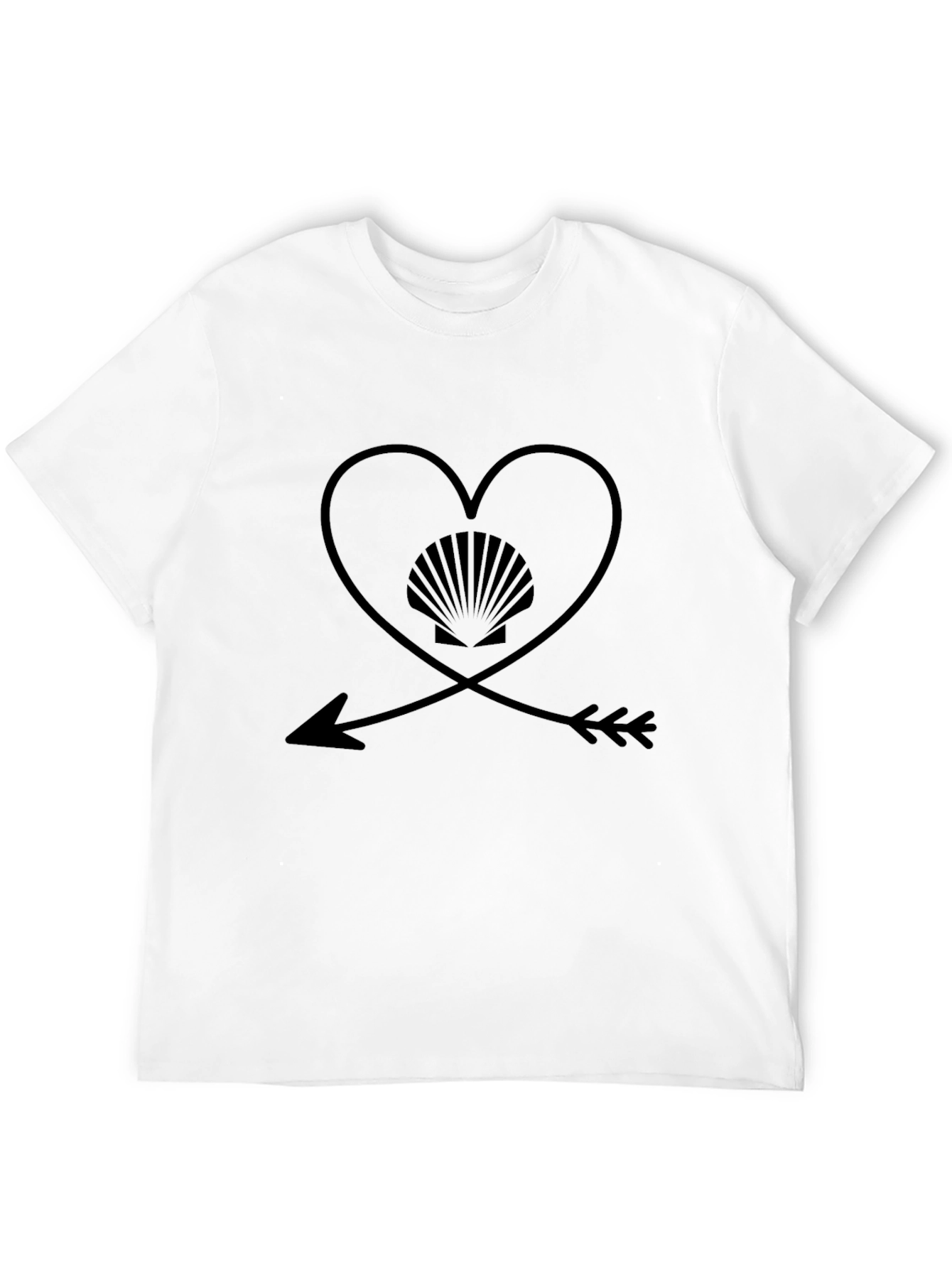 Heart & Arrow Seashell Graphic Tee - Black