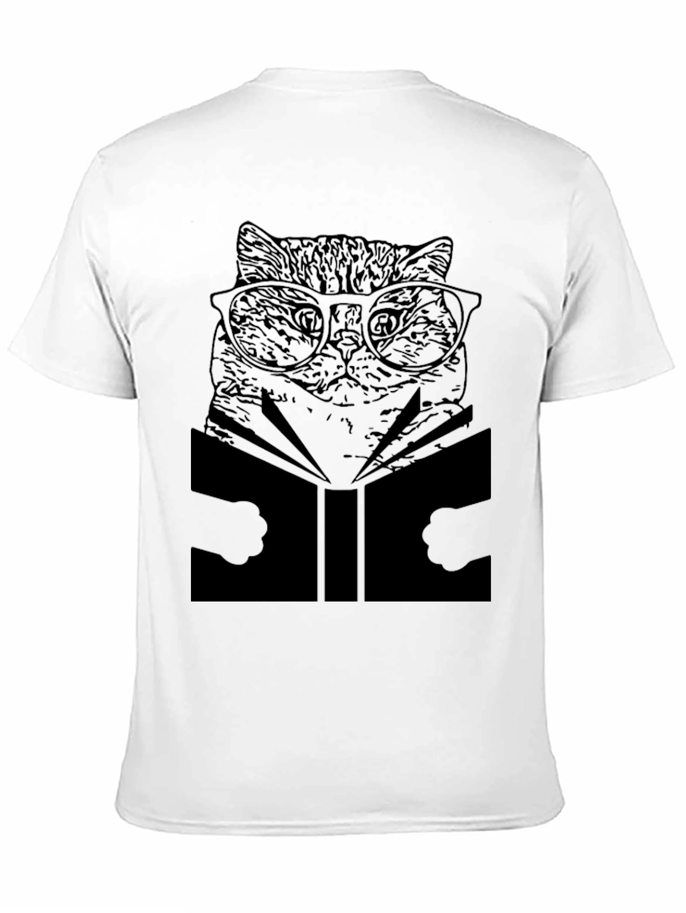 Cat Reading Book T-Shirt - Unisex Black Tee