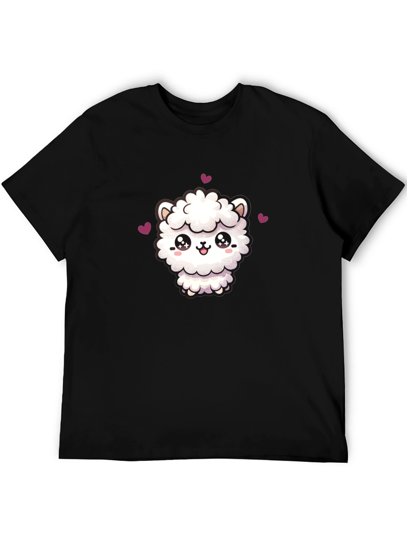 Cute Llama Graphic Tee - Black Cotton T-Shirt
