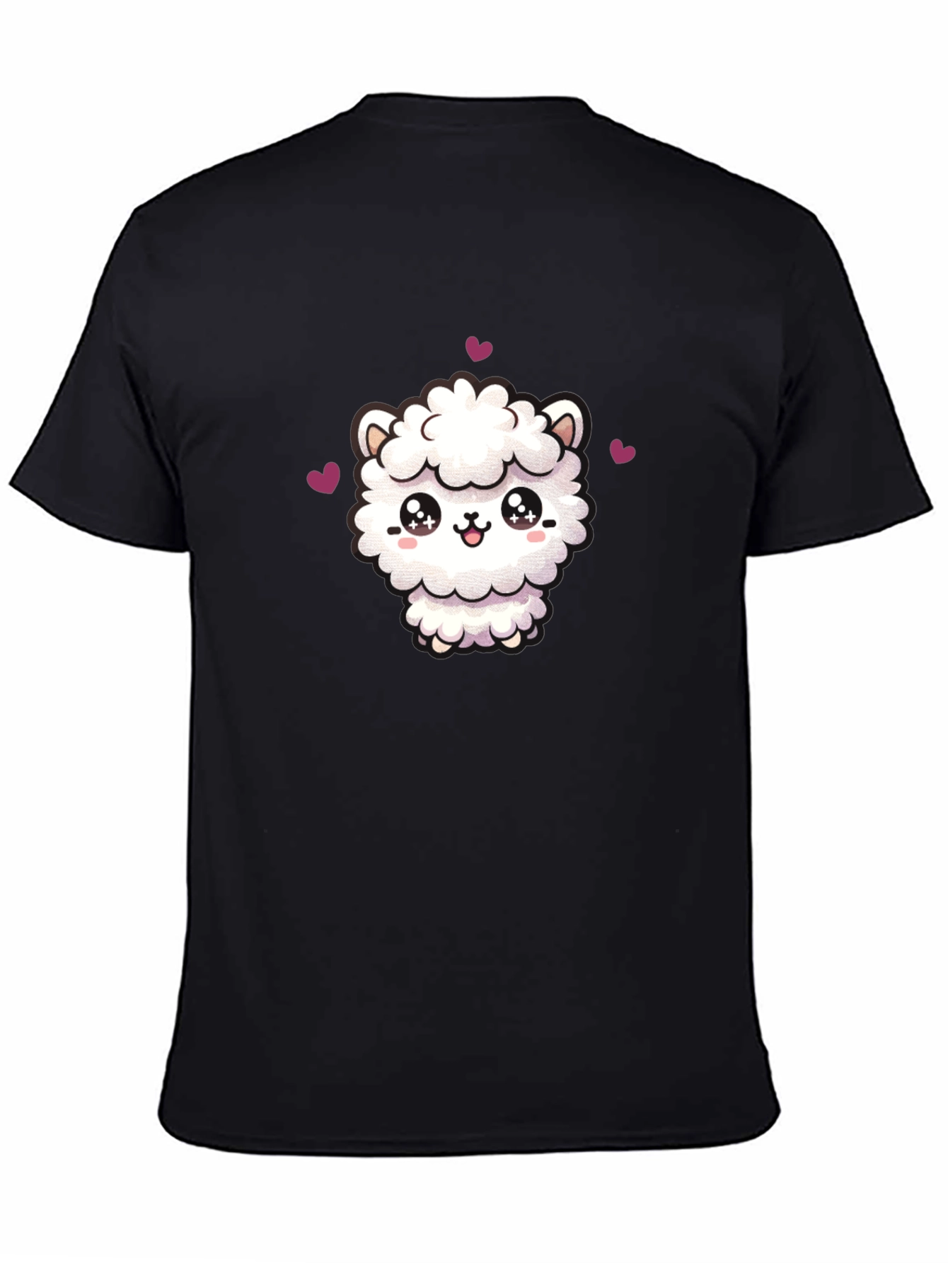 Cute Llama Graphic Tee - Black Cotton T-Shirt