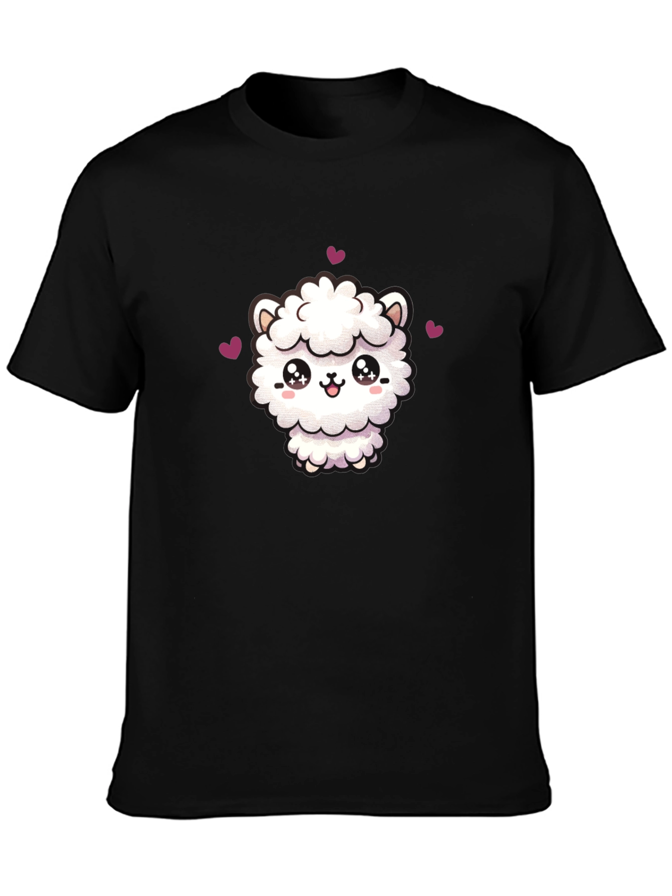 Cute Llama Graphic Tee - Black Cotton T-Shirt