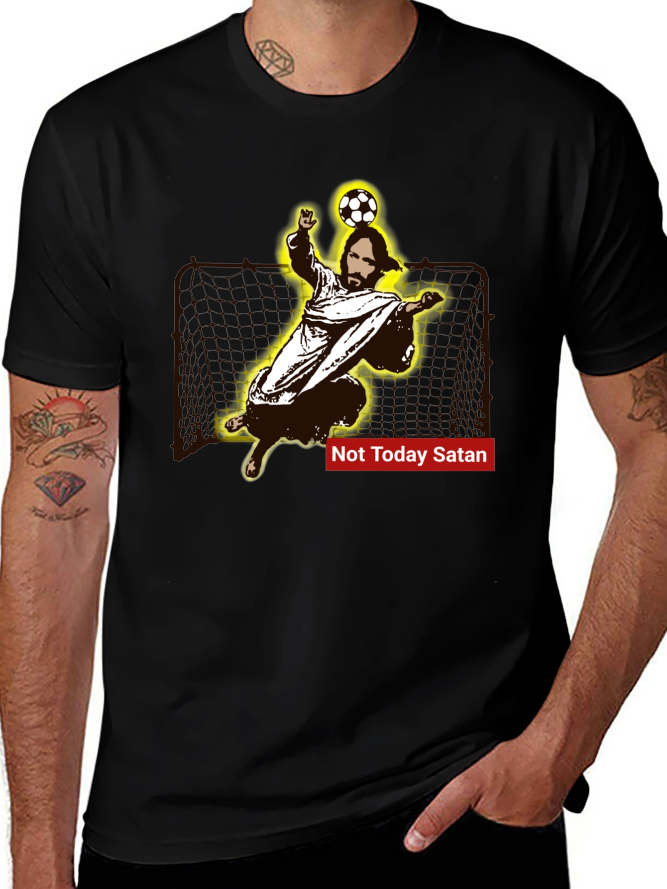 Jesus Soccer Save T-Shirt - Not Today Satan Tee