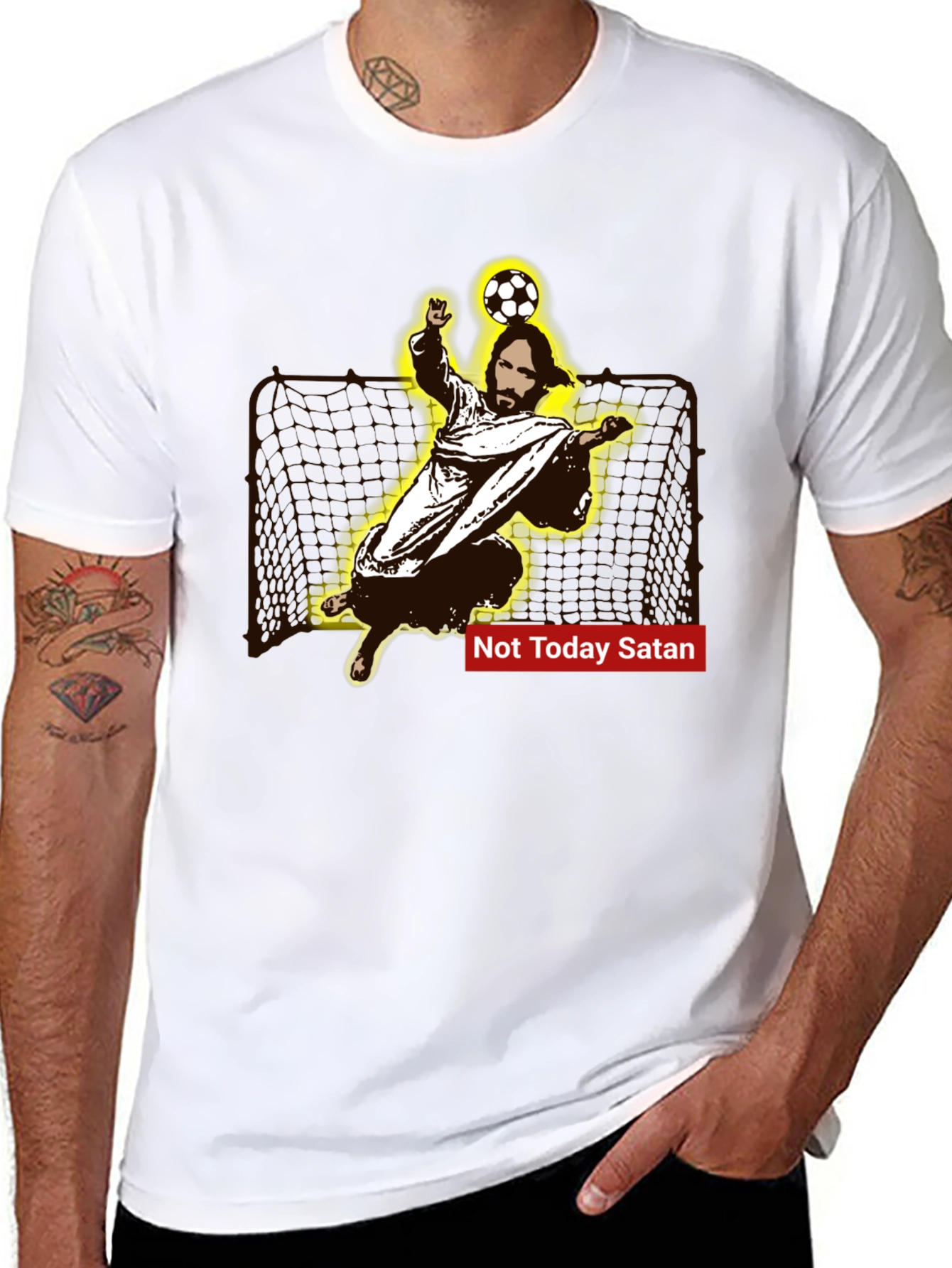 Jesus Soccer Save T-Shirt - Not Today Satan Tee
