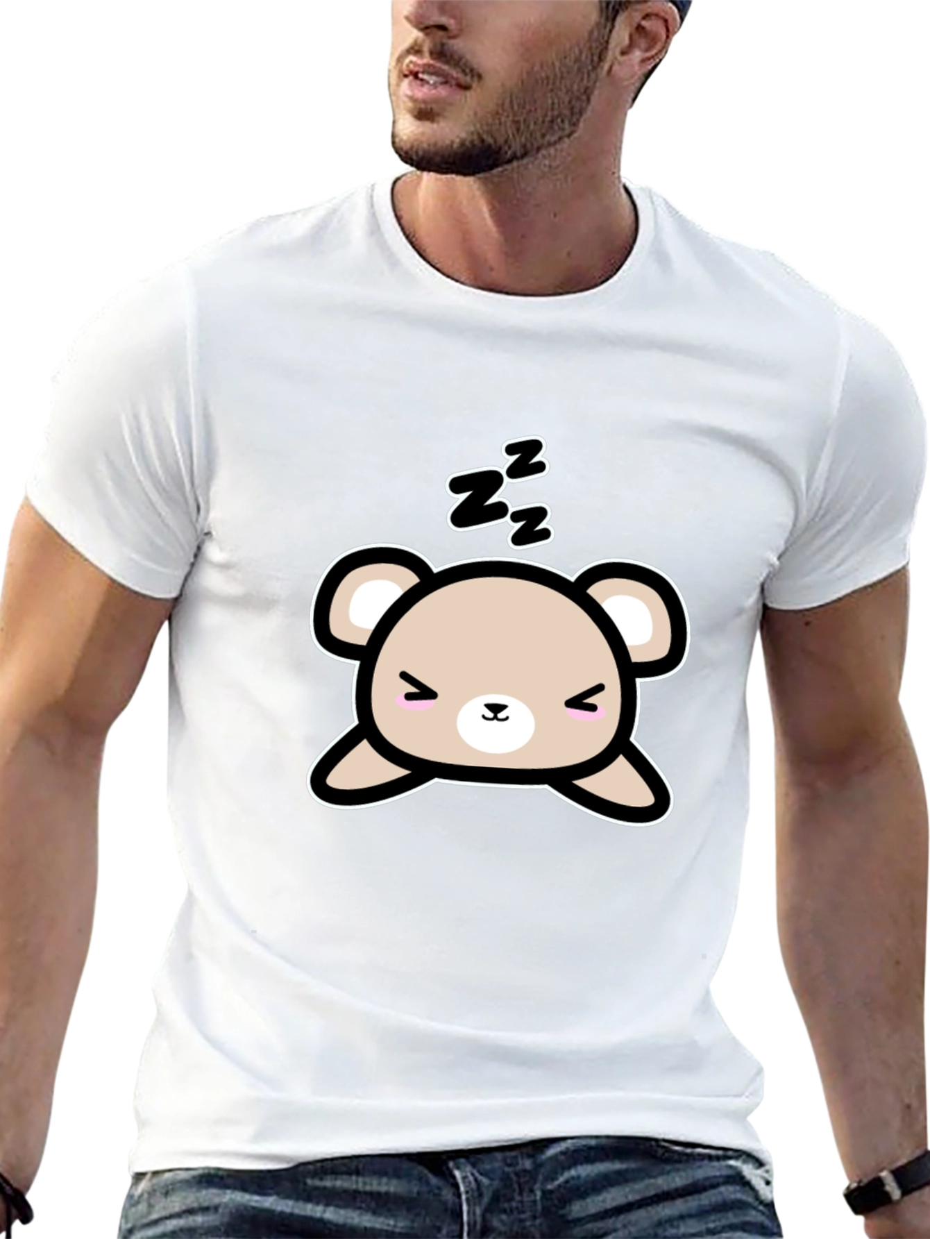 Cute Sleeping Bear Black T-Shirt