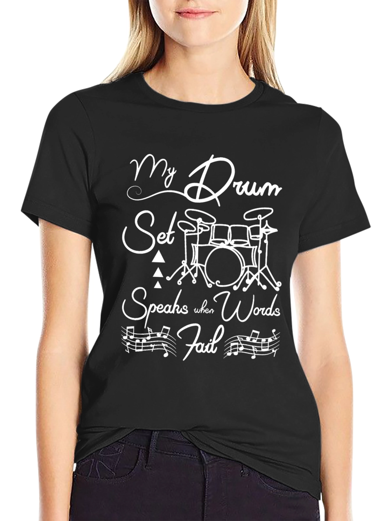 Drum Set Speaks Graphic T-Shirt